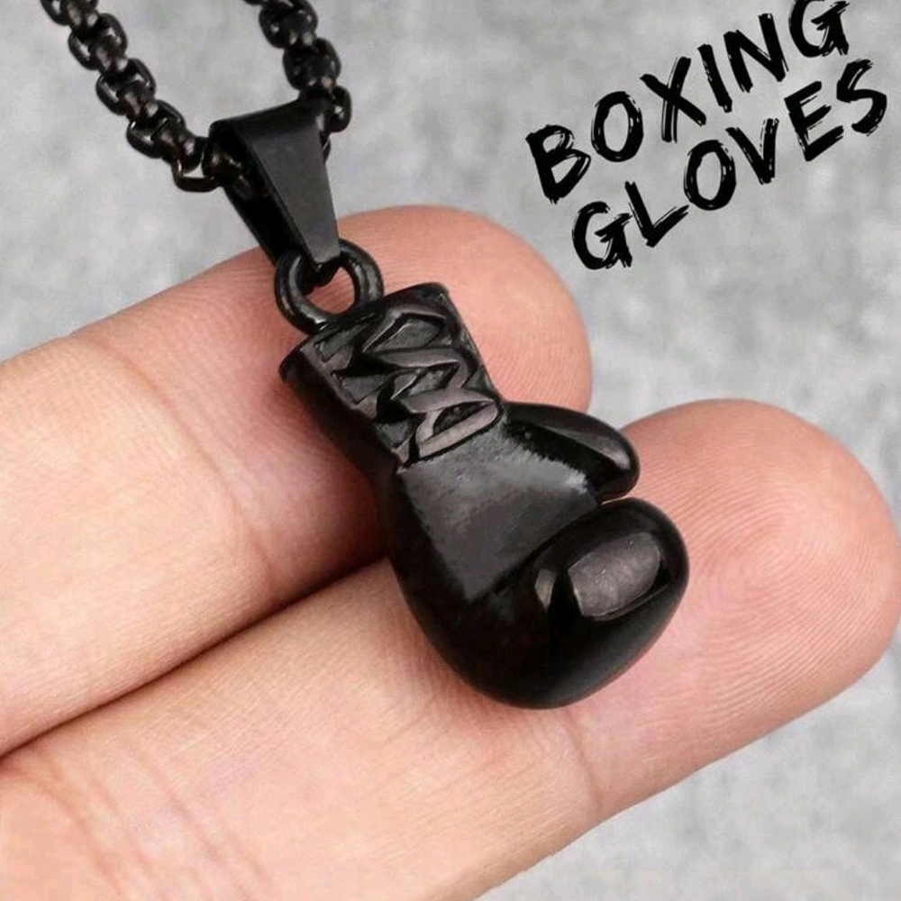 Black Boxing Glove Pendant Necklace